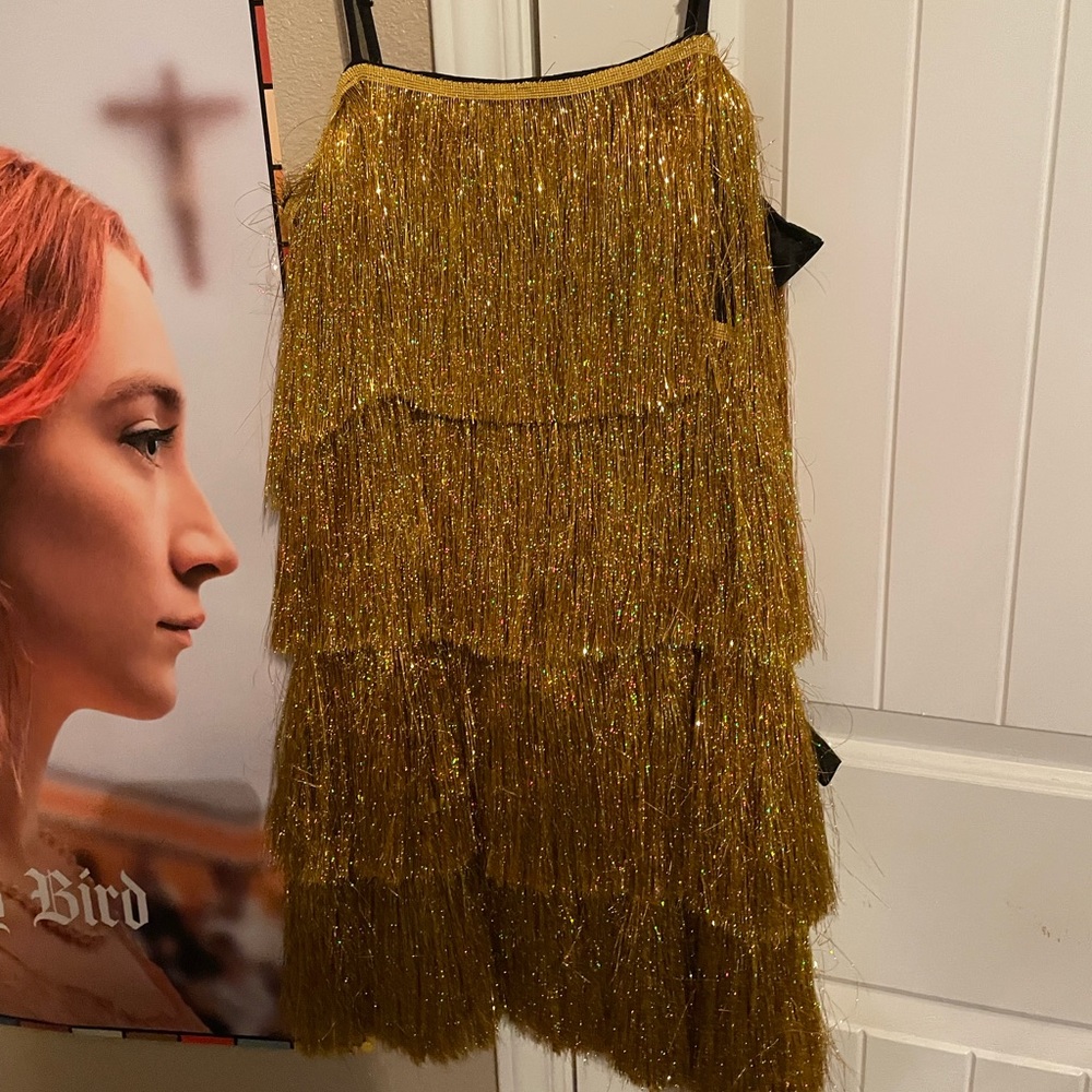 Nasty Gal Tassel Tinsel Fringe Strappy Cami Mini Dress